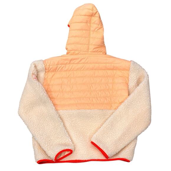 IVORY ELLA Sherpa Fleece Pullover Hoodie Jacket Front Pouch XS Peach & Cream - Picture 2 of 5